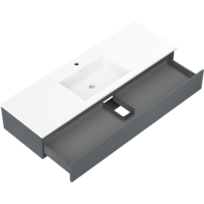 Mexen Orio badkamerkast 140 cm met wastafel Otis, 1 lade, grafiet mat/wit mat - 91A10-14023-1-BF66-W18M01