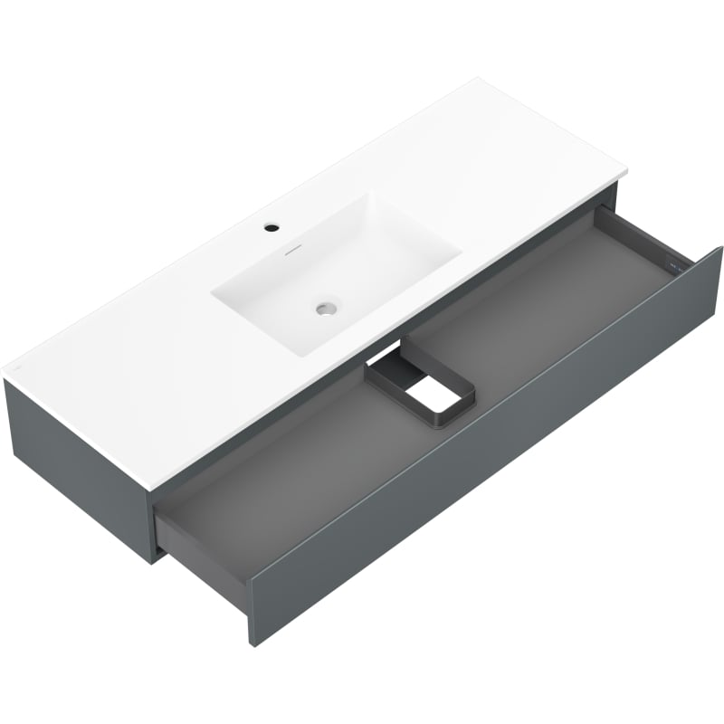 Mexen Orio bathroom cabinet 140 cm with Otis washbasin, 1 drawer, graphite matte/white matte - 91A10-14023-1-BF66-W18M01
