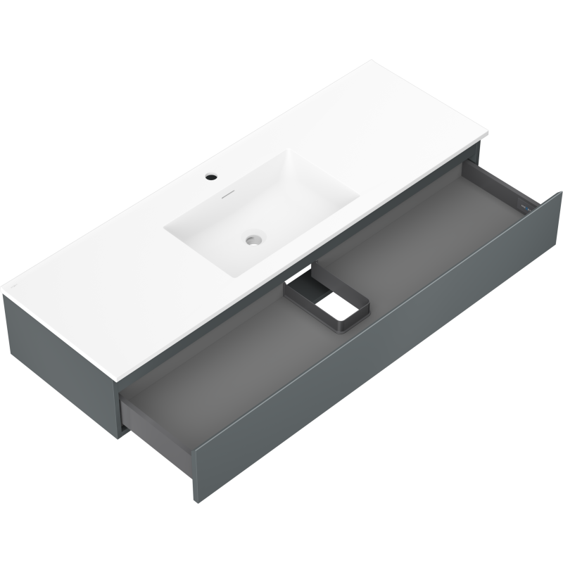 Mexen Orio mueble de baño de 140 cm con lavabo Otis, 1 cajón, grafito mate/blanco mate - 91A10-14023-1-BF66-W18M01