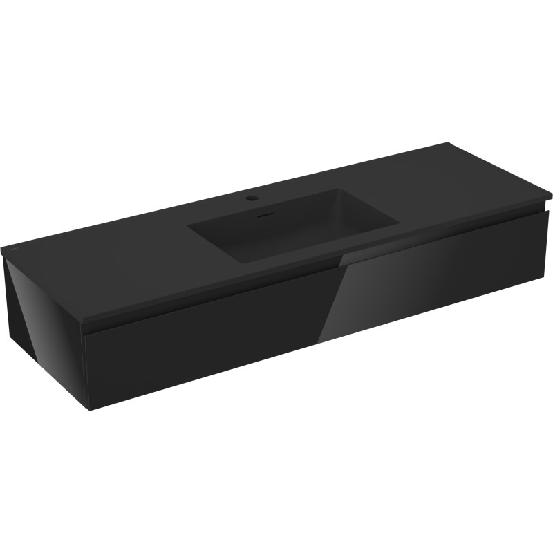 Mexen Orio mueble de baño 140 cm con lavabo Otis, 1 cajón, negro brillo/negro mate - 91A10-14023-1-BF70-W18M71