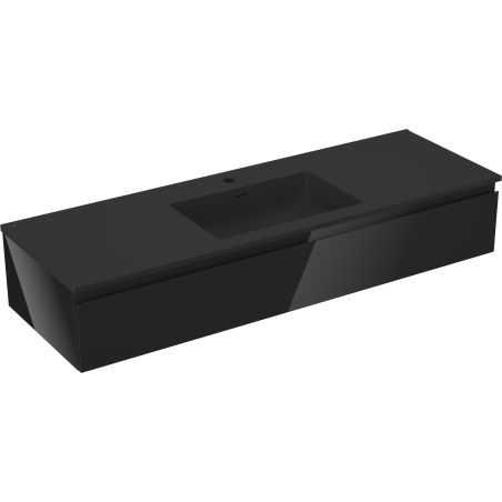 Mexen Orio armadietto da bagno 140 cm con lavabo Otis, 1 cassetto, nero lucido/nero opaco - 91A10-14023-1-BF70-W18M71