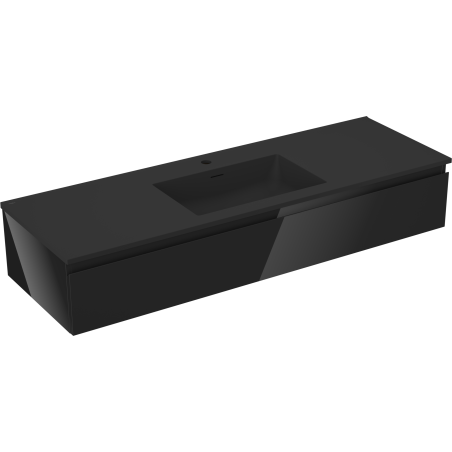 Mexen Orio meuble de salle de bain 140 cm avec lavabo Otis, 1 tiroir, noir brillant/noir mat - 91A10-14023-1-BF70-W18M71