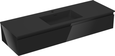 Mexen Orio badkamerkast 140 cm met wastafel Otis, 1 lade, zwart glans/zwart mat - 91A10-14023-1-BF70-W18M71