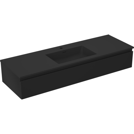 Mexen Orio Badezimmerschrank 140 cm mit Waschbecken Otis, 1 Schublade, schwarz matt - 91A10-14023-1-BF71-W18M71