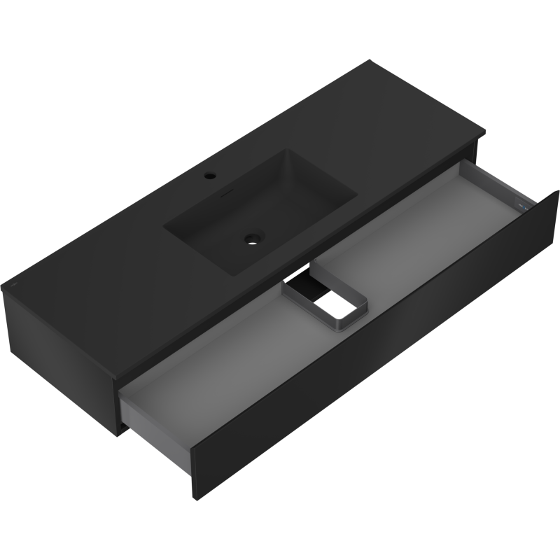 Mexen Orio bathroom cabinet 140 cm with Otis washbasin, 1 drawer, black matte - 91A10-14023-1-BF71-W18M71