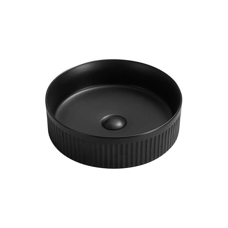 Mexen Grovo Aufsatzwaschbecken geriffelt 39 x 39 cm, schwarz matt - 22303985
