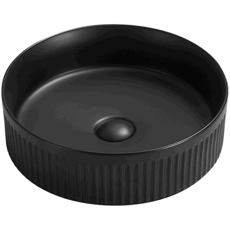 Mexen Grovo lavabo à poser cannelé 39 x 39 cm, noir mat - 22303985
