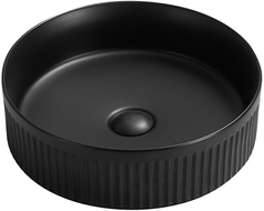 Mexen Grovo lavabo sobre encimera acanalado 39 x 39 cm, negro mate - 22303985