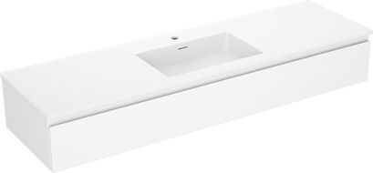 Mexen Orio Badezimmerschrank 160 cm mit Waschbecken Otis, 1 Schublade, weiß matt - 91A10-16023-1-BF01-W18M01