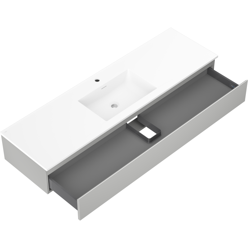 Mexen Orio meuble de salle de bains 160 cm avec lavabo Otis, 1 tiroir, gris mat/blanc mat - 91A10-16023-1-BF62-W18M01