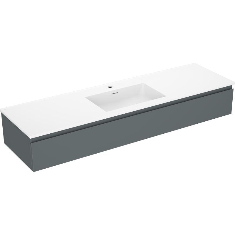 Mexen Orio armario de baño de 160 cm con lavabo Otis, 1 cajón, grafito mate/blanco mate - 91A10-16023-1-BF66-W18M01