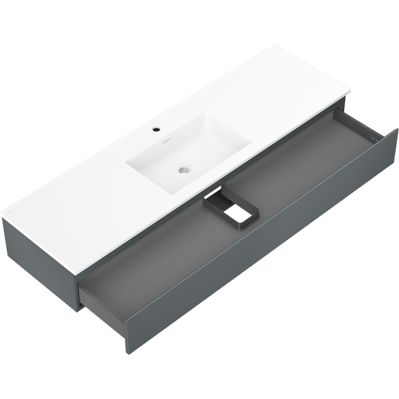 Mexen Orio armario de baño de 160 cm con lavabo Otis, 1 cajón, grafito mate/blanco mate - 91A10-16023-1-BF66-W18M01