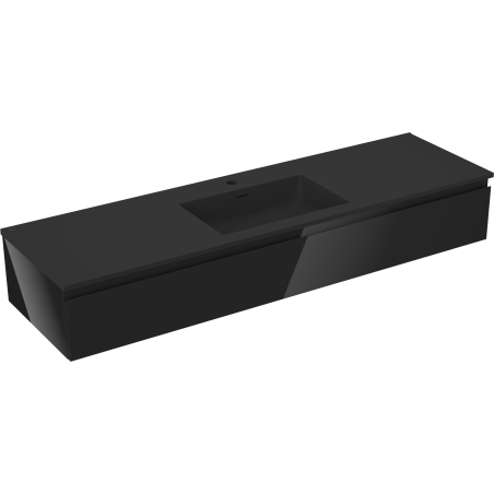 Mexen Orio 160 cm Bathroom Cabinet with Sink Otis, 1 Drawer, Black Gloss/Black Matte - 91A10-16023-1-BF70-W18M71