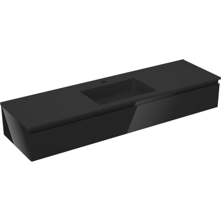 Mexen Orio Badezimmerschrank 160 cm mit Waschbecken Otis, 1 Schublade, Schwarz Glanz/Schwarz Matt - 91A10-16023-1-BF70-W18M71