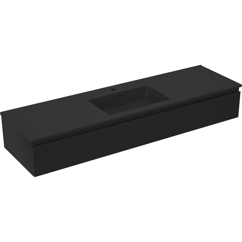 Mexen Orio mueble de baño 160 cm con lavabo Otis, 1 cajón, negro mate - 91A10-16023-1-BF71-W18M71