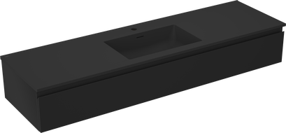 Mexen Orio armadietto da bagno 160 cm con lavabo Otis, 1 cassetto, nero opaco - 91A10-16023-1-BF71-W18M71