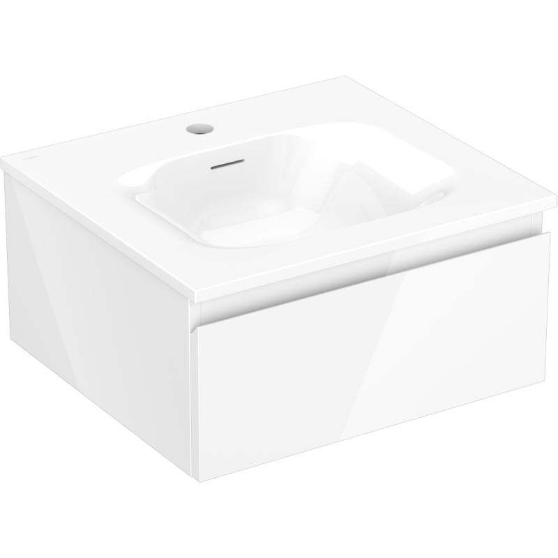 Mexen Orio kylpyhuonekaappi 50 cm pesualtaalla Vela, 1 laatikko, valkoinen kiiltävä - 91A10-05023-1-BF00-W23M00