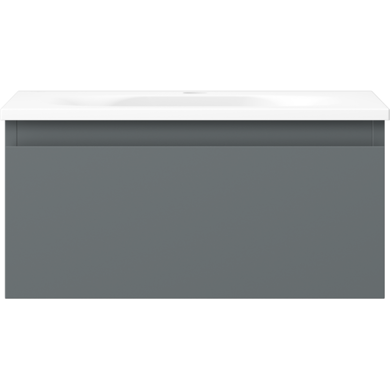 Mexen Orio Badezimmerschrank 50 cm mit Waschbecken Vela, 1 Schublade, Grafit matt/Weiß matt - 91A10-05023-1-BF66-W23M01