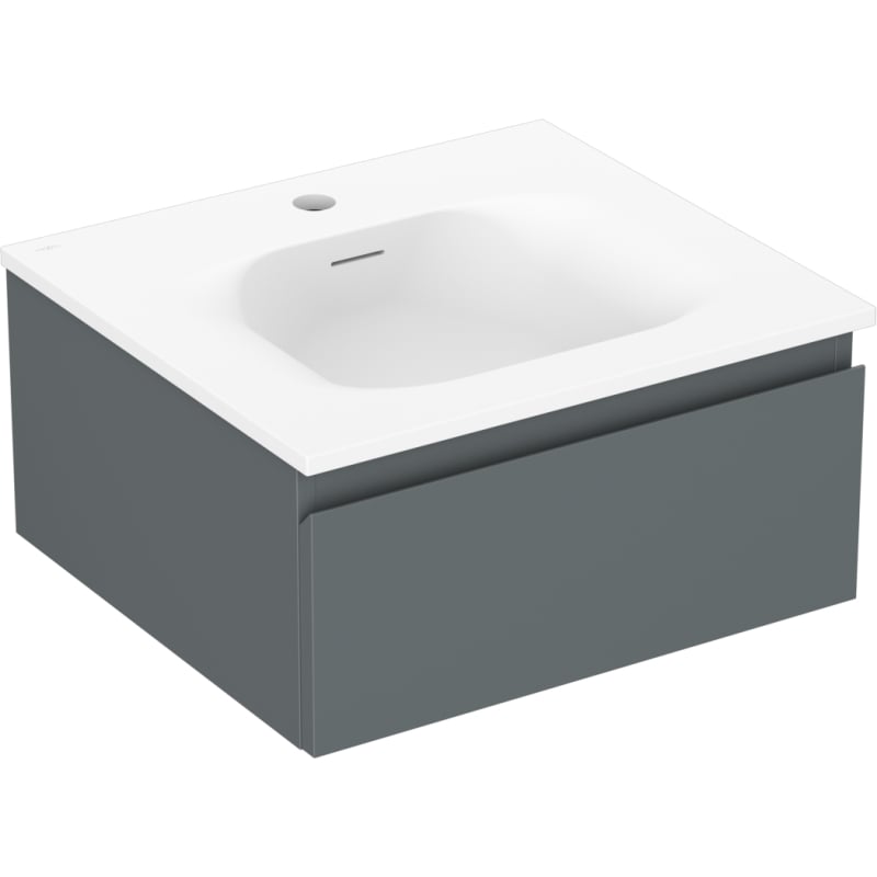 Mexen Orio szafka łazienkowa 50 cm z umywalką Vela, 1 szuflada, grafit mat/biała mat - 91A10-05023-1-BF66-W23M01
