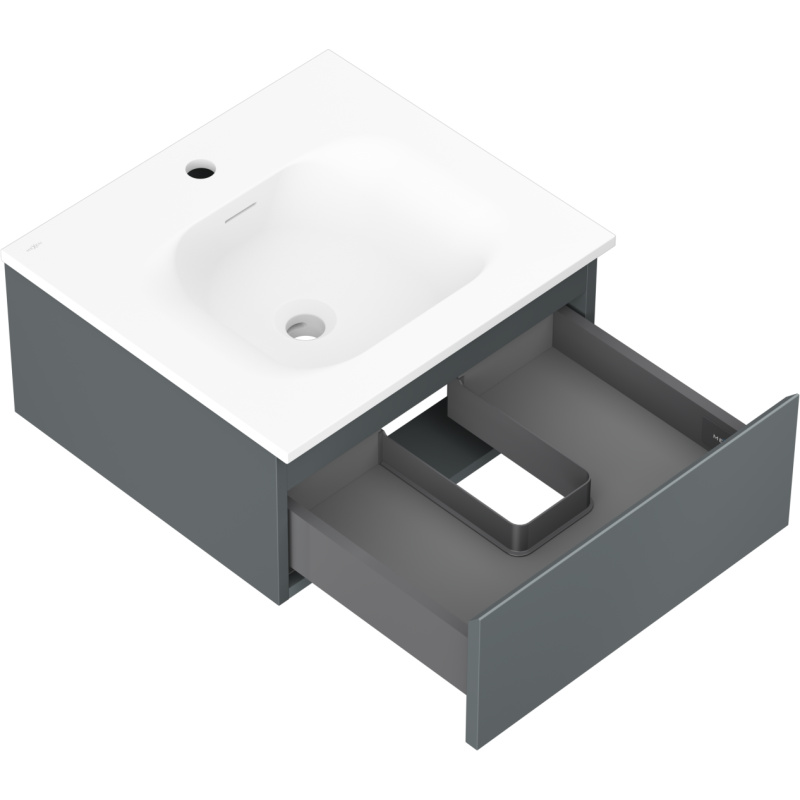 Mexen Orio armoire de salle de bain 50 cm avec lavabo Vela, 1 tiroir, graphite mat/blanc mat - 91A10-05023-1-BF66-W23M01