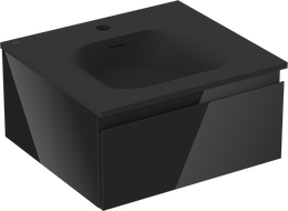 Mexen Orio Badezimmerschrank 50 cm mit Waschbecken Vela, 1 Schublade, Schwarz Glanz/Schwarz Matt - 91A10-05023-1-BF70-W23M71