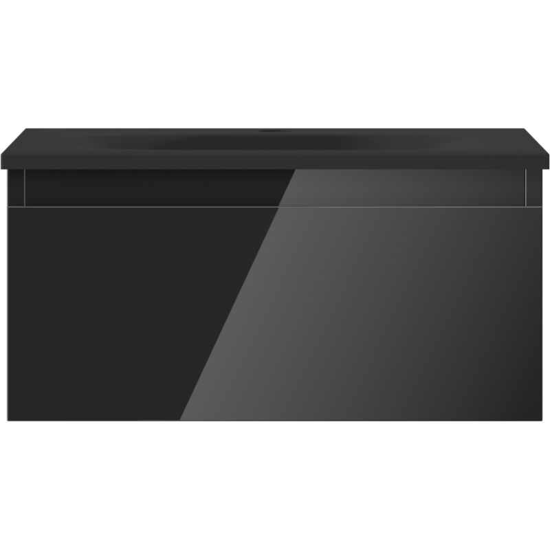 Mexen Orio Badezimmerschrank 50 cm mit Waschbecken Vela, 1 Schublade, Schwarz Glanz/Schwarz Matt - 91A10-05023-1-BF70-W23M71