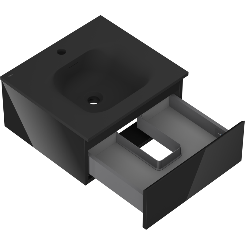 Mexen Orio armadietto da bagno 50 cm con lavabo Vela, 1 cassetto, nero lucido/nero opaco - 91A10-05023-1-BF70-W23M71