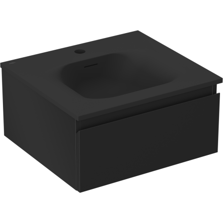 Mexen Orio Badezimmerschrank 50 cm mit Waschbecken Vela, 1 Schublade, schwarz matt - 91A10-05023-1-BF71-W23M71