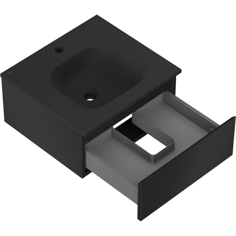Mexen Orio armadietto da bagno 50 cm con lavabo Vela, 1 cassetto, nero opaco - 91A10-05023-1-BF71-W23M71