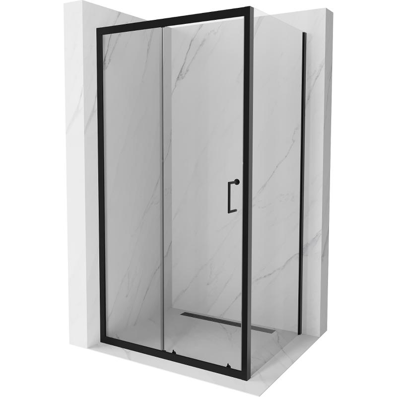 Mexen Apia schuifbare douchecabine 120 x 70 cm, transparant, zwart - 840-120-070-70-00