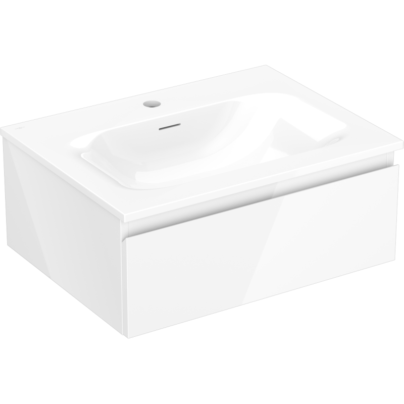 Mexen Orio 60 cm kylpyhuonekaappi pesualtaalla Vela, 1 laatikko, valkoinen kiiltävä - 91A10-06023-1-BF00-W23M00