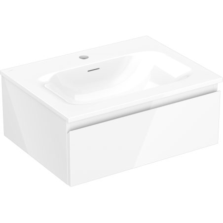 Mexen Orio Badezimmerschrank 60 cm mit Waschbecken Vela, 1 Schublade, weiß glänzend - 91A10-06023-1-BF00-W23M00