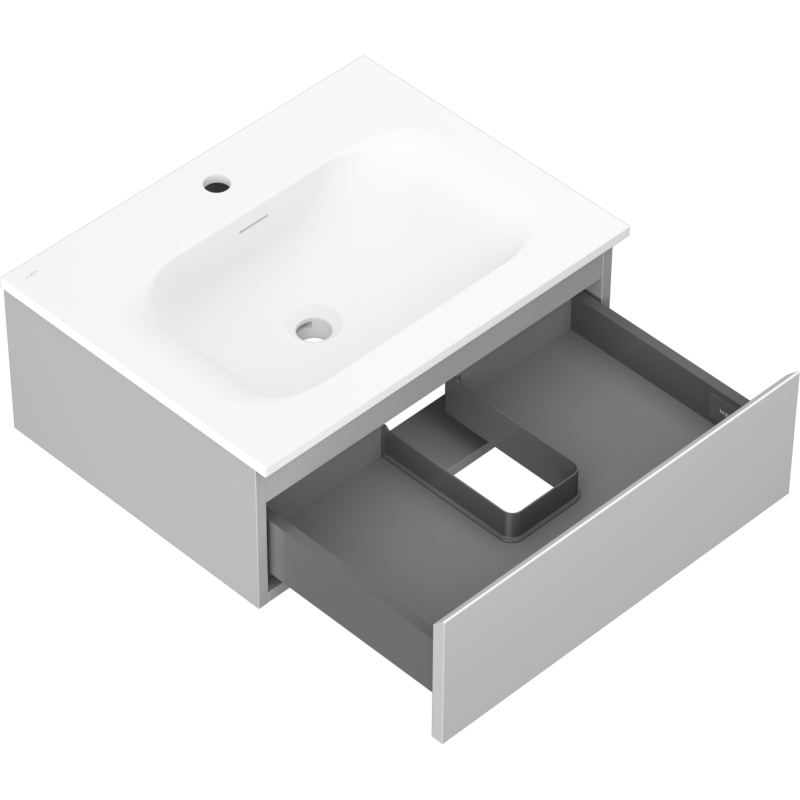 Mexen Orio mobile da bagno 60 cm con lavabo Vela, 1 cassetto, grigio opaco/bianco opaco - 91A10-06023-1-BF62-W23M01
