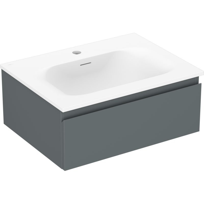 Mexen Orio armário de casa de banho de 60 cm com lavatório Vela, 1 gaveta, grafite mate/branco mate