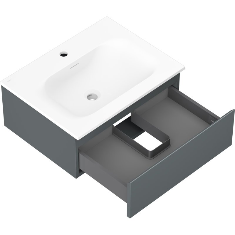Mexen Orio Buedzëmmer Schaf 60 cm mat Lavabo Vela, 1 Schaflade, Grafit matt/wäiss matt - 91A10-06023-1-BF66-W23M01