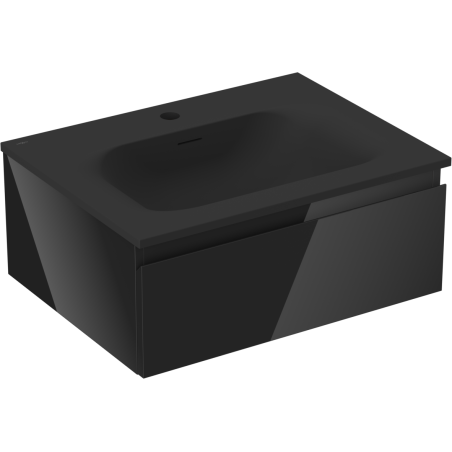 Mexen Orio bathroom cabinet 60 cm with Vela washbasin, 1 drawer, black gloss/black matte - 91A10-06023-1-BF70-W23M71