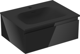 Mexen Orio Badezimmerschrank 60 cm mit Waschbecken Vela, 1 Schublade, schwarz glänzend/schwarz matt - 91A10-06023-1-BF70-W23M71