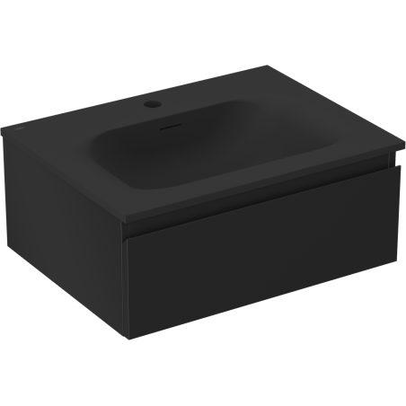Mexen Orio Badezimmerschrank 60 cm mit Waschbecken Vela, 1 Schublade, schwarz matt - 91A10-06023-1-BF71-W23M71