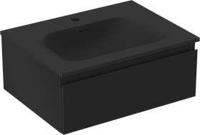 Mexen Orio 60 cm Badezimmerschrank mit Waschbecken Vela, 1 Schublade, Schwarz Matt - 91A10-06023-1-BF71-W23M71