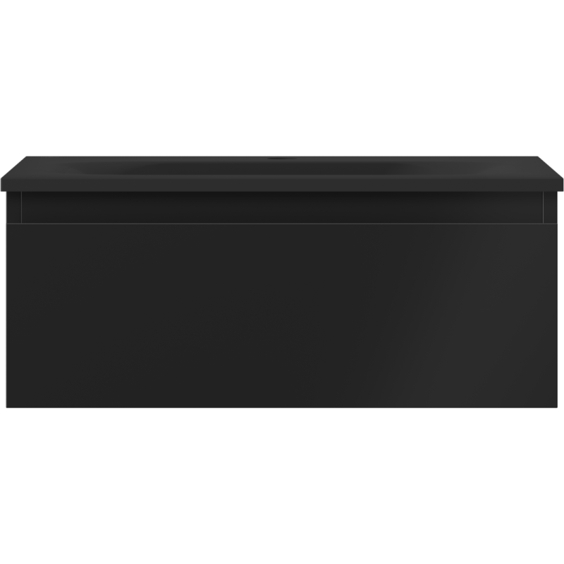 Mexen Orio 60 cm Badezimmerschrank mit Waschbecken Vela, 1 Schublade, Schwarz Matt - 91A10-06023-1-BF71-W23M71