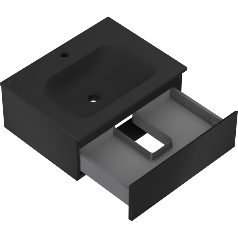 Mexen Orio armadietto da bagno 60 cm con lavabo Vela, 1 cassetto, nero opaco - 91A10-06023-1-BF71-W23M71