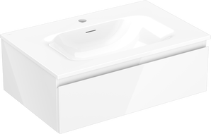 Mexen Orio Badezimmerschrank 70 cm mit Waschbecken Vela, 1 Schublade, weiß glänzend - 91A10-07023-1-BF00-W23M00