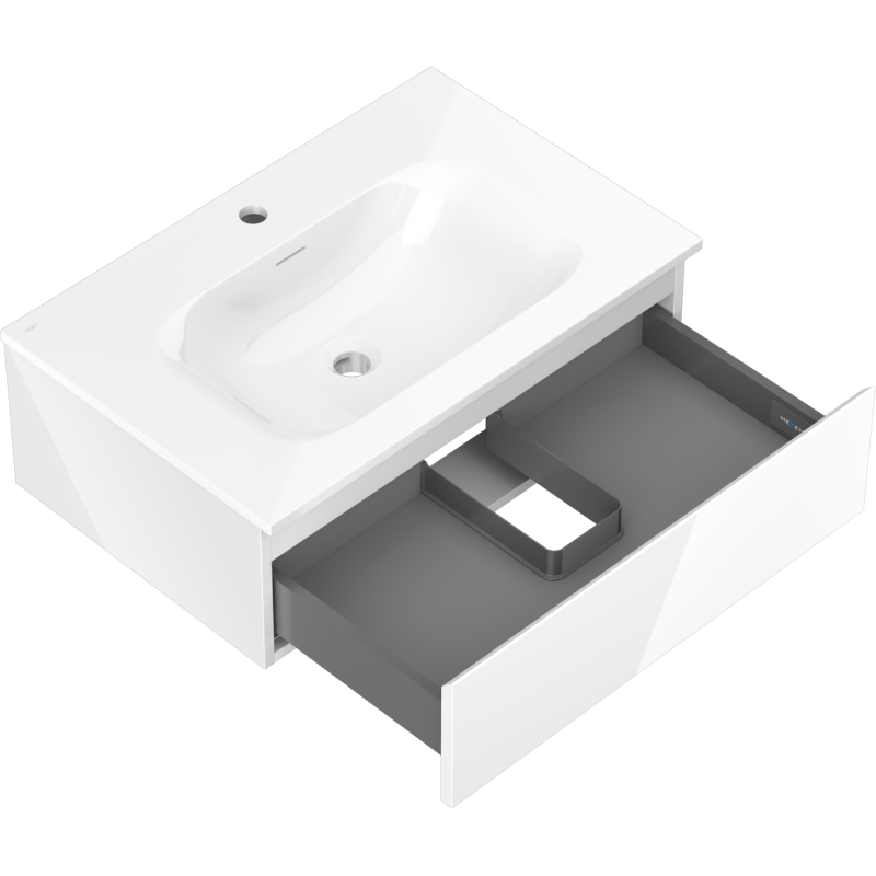 Mexen Orio badrumsskåp 70 cm med tvättställ Vela, 1 låda, vit högblank - 91A10-07023-1-BF00-W23M00