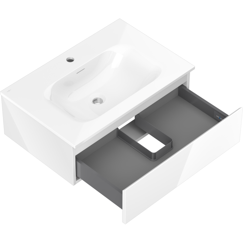 Mexen Orio mueble de baño de 70 cm con lavabo Vela, 1 cajón, blanco brillo - 91A10-07023-1-BF00-W23M00