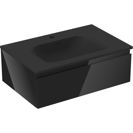 Mexen Orio Badschrank 70 cm mit Waschbecken Vela, 1 Schublade, schwarz glänzend/schwarz matt - 91A10-07023-1-BF70-W23M71