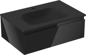 Mexen Orio Badezimmerschrank 70 cm mit Waschbecken Vela, 1 Schublade, schwarz glänzend/schwarz matt - 91A10-07023-1-BF70-W23M71