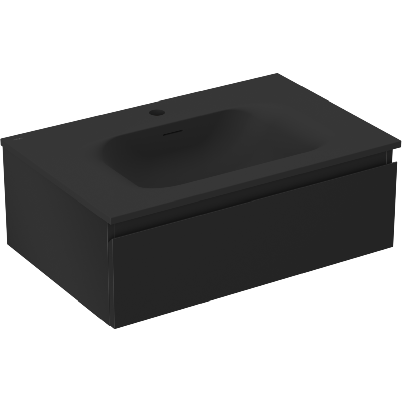 Mexen Orio Badezimmerschrank 70 cm mit Waschbecken Vela, 1 Schublade, schwarz matt - 91A10-07023-1-BF71-W23M71