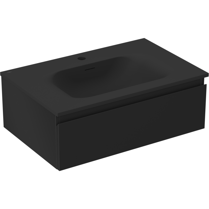 Mexen Orio meuble de salle de bain 70 cm avec lavabo Vela, 1 tiroir, noir mat - 91A10-07023-1-BF71-W23M71