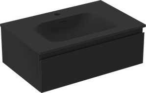 Mexen Orio gabinete de baño de 70 cm con lavabo Vela, 1 cajón, negro mate - 91A10-07023-1-BF71-W23M71
