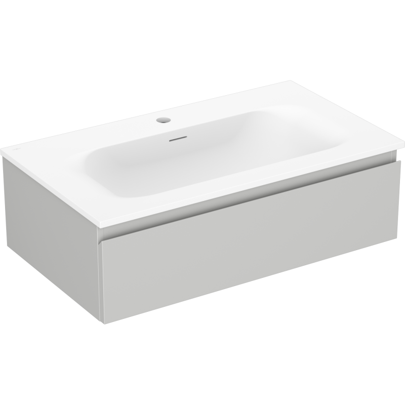 Mexen Orio 80 cm Badezimmerunterschrank mit Waschbecken Vela, 1 Schublade, grau matt/weiß matt - 91A10-08023-1-BF62-W23M01